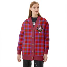 Scottish Mair Ancient Clan Crest Tartan V neck Knitted Fleece Cardigans