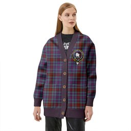 Scottish Tennant Yules Weathered Clan Crest Tartan V neck Knitted Fleece Cardigans