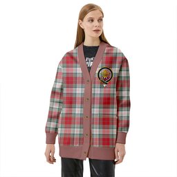 Scottish Warden Weathered Clan Crest Tartan V neck Knitted Fleece Cardigans