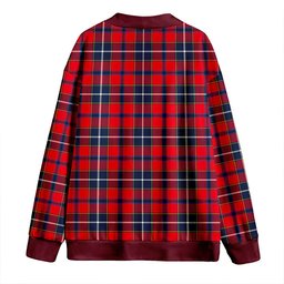 Scottish Wishart Dress Modern Clan Crest Tartan V neck Knitted Fleece Cardigans