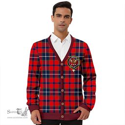 Scottish Wishart Dress Modern Clan Crest Tartan V neck Knitted Fleece Cardigans