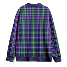 Scottish Yule Modern Clan Crest Tartan V neck Knitted Fleece Cardigans