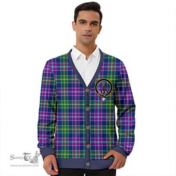 Scottish Yule Modern Clan Crest Tartan V neck Knitted Fleece Cardigans