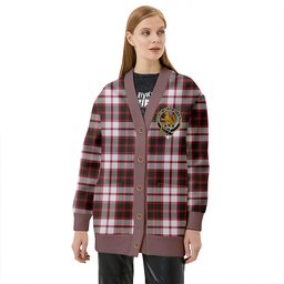 Scottish MacPherson of Pitmain Weathered Clan Crest Tartan V neck Knitted Fleece Cardigans