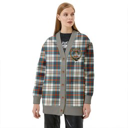 Scottish Walker Dress Ancient Clan Crest Tartan V neck Knitted Fleece Cardigans
