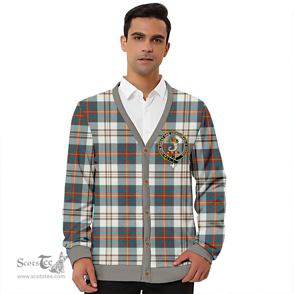 Scottish Walker Dress Ancient Clan Crest Tartan V neck Knitted Fleece Cardigans