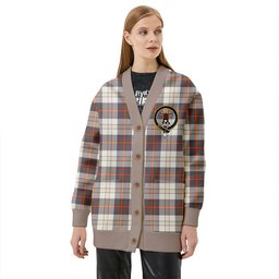 Scottish Walker Dress Weathered Clan Crest Tartan V neck Knitted Fleece Cardigans