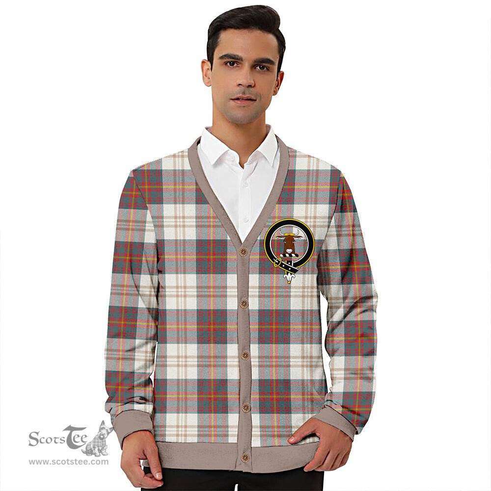 Scottish Walker Dress Weathered Clan Crest Tartan V neck Knitted Fleece Cardigans
