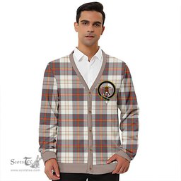 Scottish Walker Dress Weathered Clan Crest Tartan V neck Knitted Fleece Cardigans