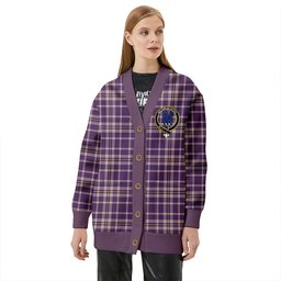 Scottish Ochterlony (Auchterlony) Weathered Clan Crest Tartan V neck Knitted Fleece Cardigans