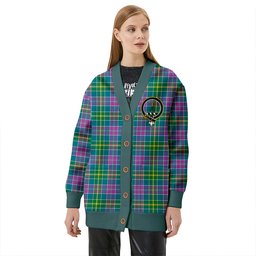 Scottish Yule Ancient Clan Crest Tartan V neck Knitted Fleece Cardigans