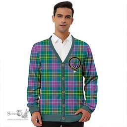 Scottish Yule Ancient Clan Crest Tartan V neck Knitted Fleece Cardigans