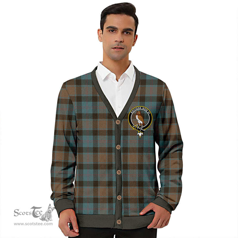 Scottish MacTaggart Weathered Clan Crest Tartan V neck Knitted Fleece Cardigans