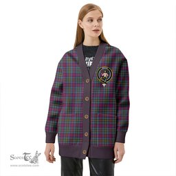 Scottish Wood Weathered Clan Crest Tartan V neck Knitted Fleece Cardigans