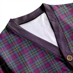 Scottish Wood Weathered Clan Crest Tartan V neck Knitted Fleece Cardigans