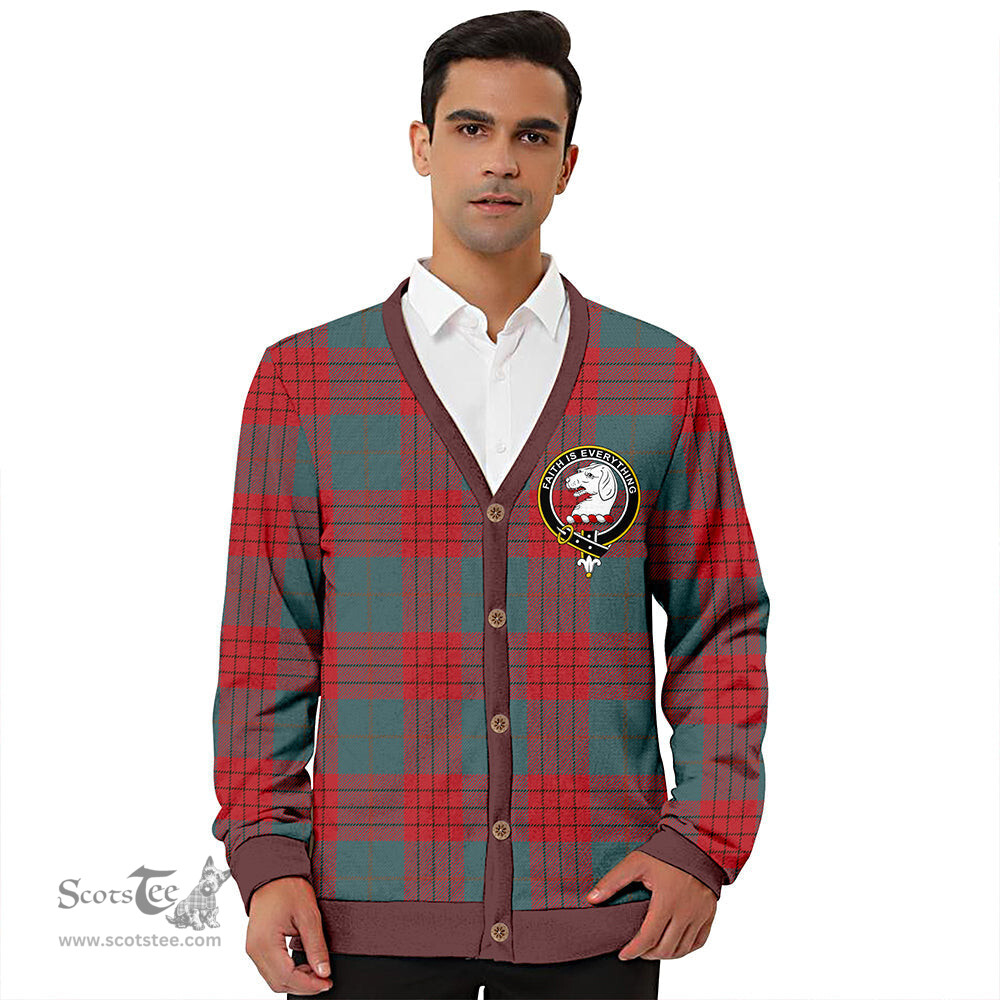 Scottish Robinson Dress (Robins Dress) Weathered Clan Crest Tartan V neck Knitted Fleece Cardigans