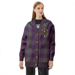 Scottish Wardlaw Weathered Clan Crest Tartan V neck Knitted Fleece Cardigans