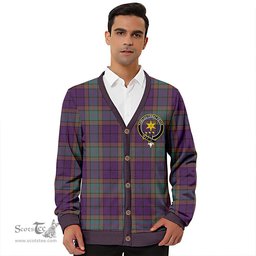Scottish Wardlaw Weathered Clan Crest Tartan V neck Knitted Fleece Cardigans