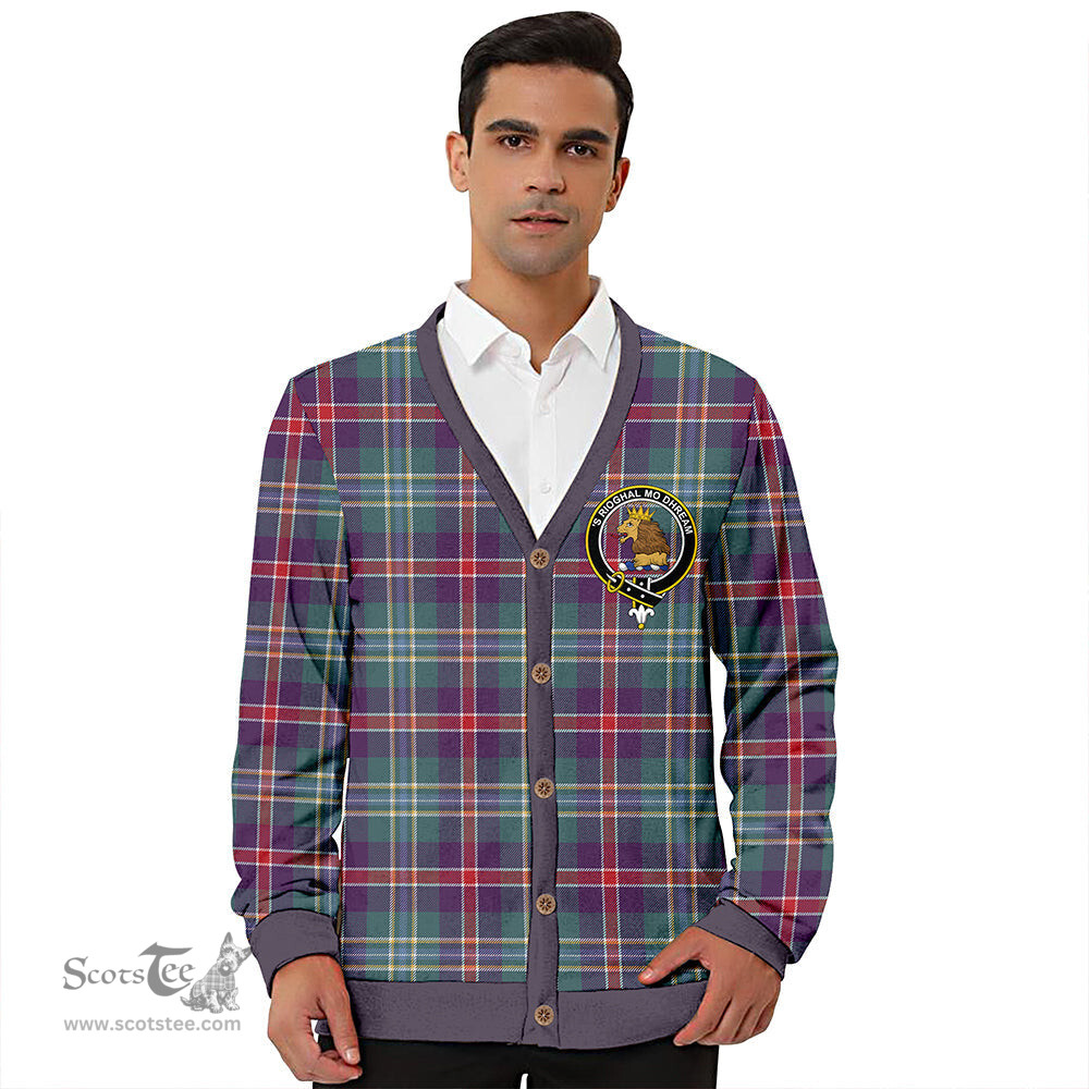 Scottish Mary, Queen of Scots Weathered Clan Crest Tartan V neck Knitted Fleece Cardigans
