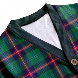 Scottish Young Modern Clan Crest Tartan V neck Knitted Fleece Cardigans