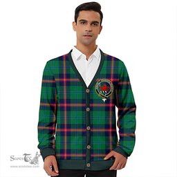 Scottish Young Modern Clan Crest Tartan V neck Knitted Fleece Cardigans