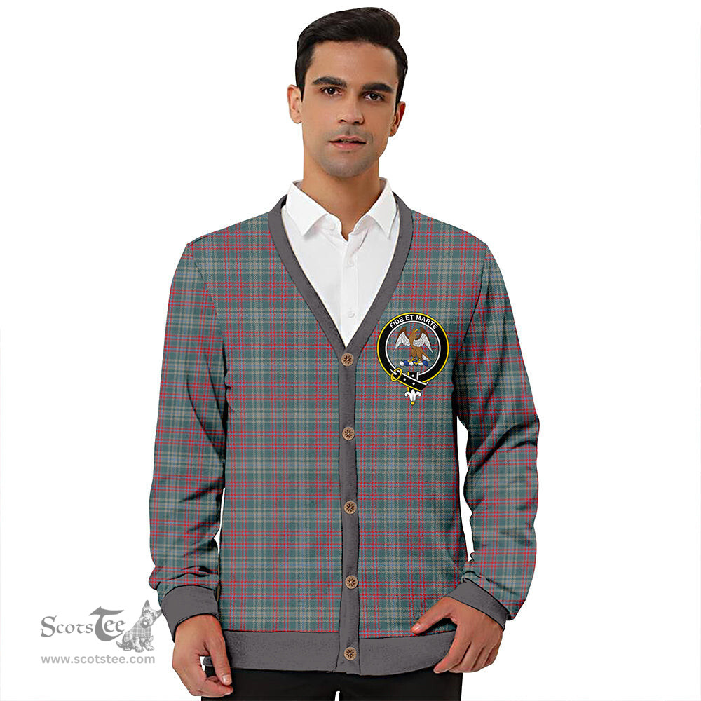 Scottish Ralston US Weathered Clan Crest Tartan V neck Knitted Fleece Cardigans