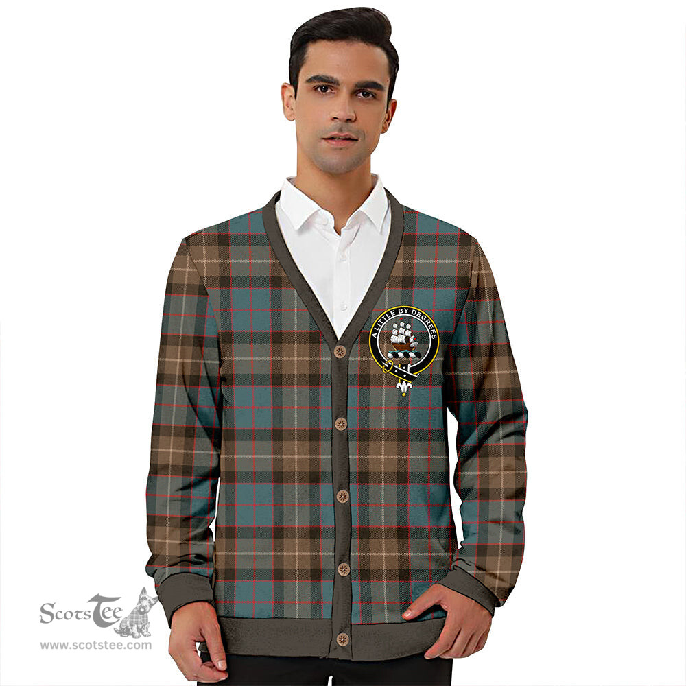 Scottish MacWilliam (Williamson) Weathered Clan Crest Tartan V neck Knitted Fleece Cardigans