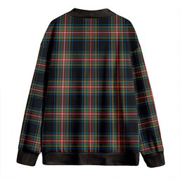 Scottish Stewart Black Ancient Clan Crest Tartan V neck Knitted Fleece Cardigans