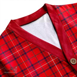 Scottish Rose Modern Clan Crest Tartan V neck Knitted Fleece Cardigans
