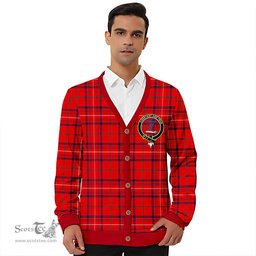 Scottish Rose Modern Clan Crest Tartan V neck Knitted Fleece Cardigans
