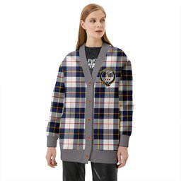 Scottish MacRae of Conchra Modern Clan Crest Tartan V neck Knitted Fleece Cardigans