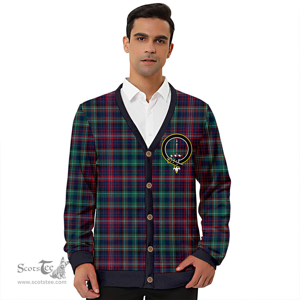 Scottish Rankin Modern Clan Crest Tartan V neck Knitted Fleece Cardigans