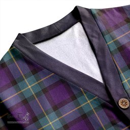 Scottish Sinclair of Ulster Weathered Clan Crest Tartan V neck Knitted Fleece Cardigans
