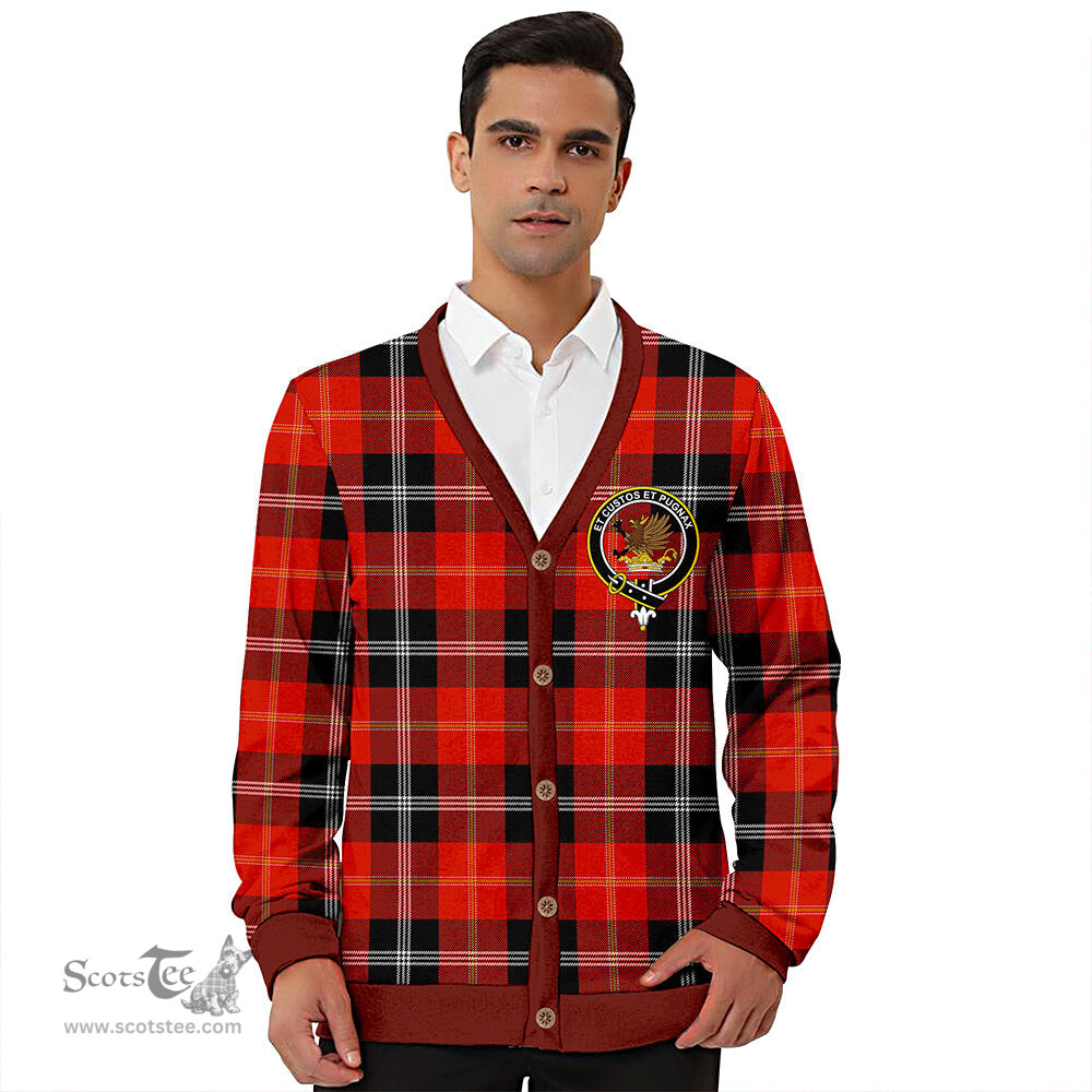 Scottish Marjoribanks Ancient Clan Crest Tartan V neck Knitted Fleece Cardigans