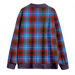 Scottish Preston Clan Crest Tartan V neck Knitted Fleece Cardigans
