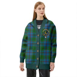 Scottish Strachan Ancient Clan Crest Tartan V neck Knitted Fleece Cardigans