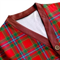 Scottish Stewart of Fingask Modern Clan Crest Tartan V neck Knitted Fleece Cardigans
