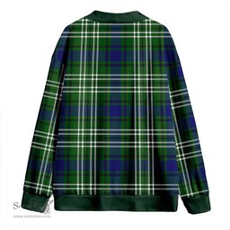 Scottish Purves Clan Crest Tartan V neck Knitted Fleece Cardigans