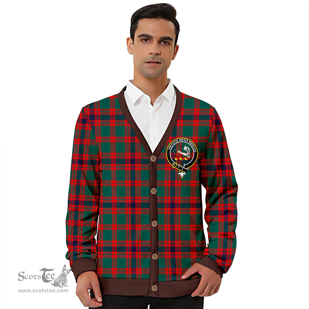 Scottish Skene Modern Clan Crest Tartan V neck Knitted Fleece Cardigans