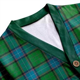 Scottish Storrie Ancient Clan Crest Tartan V neck Knitted Fleece Cardigans