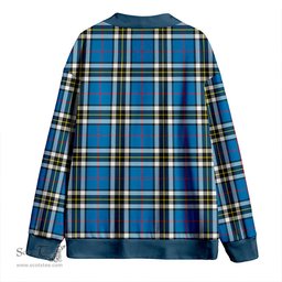 Scottish Thomson Blue (MacThomas Blue/Thompson Dress) Modern Clan Crest Tartan V neck Knitted Fleece Cardigans