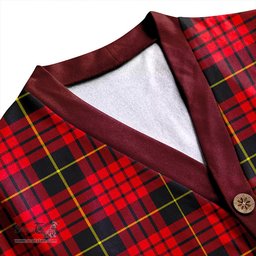 Scottish MacQueen Modern Clan Crest Tartan V neck Knitted Fleece Cardigans