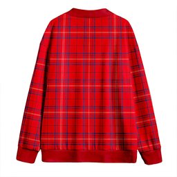 Scottish Rose of Kilravock Modern Clan Crest Tartan V neck Knitted Fleece Cardigans