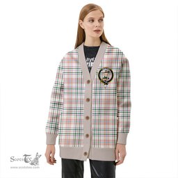 Scottish Shaw Women's Dress Ancient Clan Crest Tartan V neck Knitted Fleece Cardigans