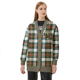 Scottish Stewart Dress Ancient Clan Crest Tartan V neck Knitted Fleece Cardigans