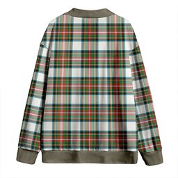 Scottish Stewart Dress Ancient Clan Crest Tartan V neck Knitted Fleece Cardigans