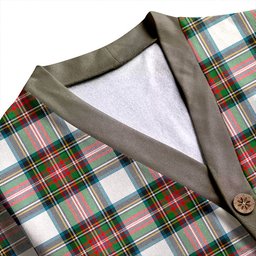 Scottish Stewart Dress Ancient Clan Crest Tartan V neck Knitted Fleece Cardigans