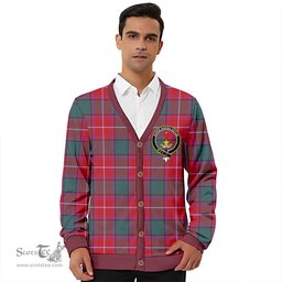 Scottish Rattray Weathered Clan Crest Tartan V neck Knitted Fleece Cardigans