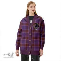 Scottish Phillips Weathered Clan Crest Tartan V neck Knitted Fleece Cardigans
