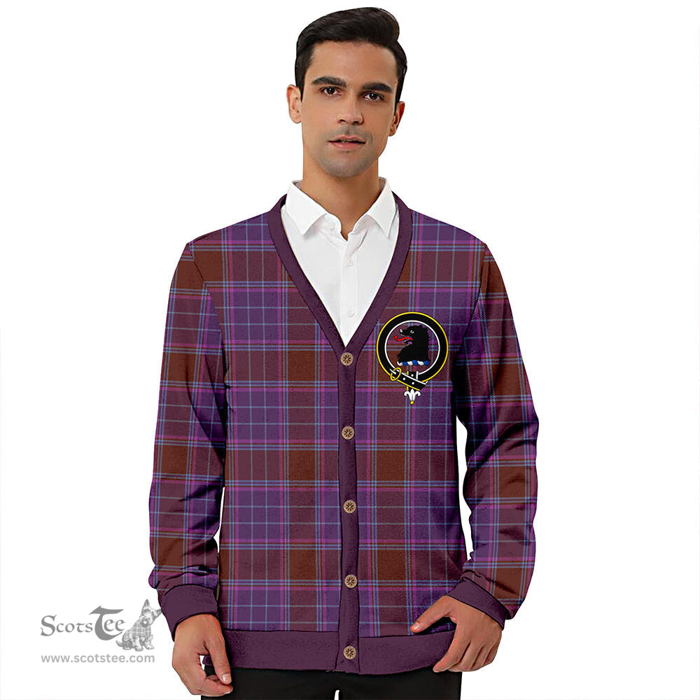 Scottish Phillips Weathered Clan Crest Tartan V neck Knitted Fleece Cardigans